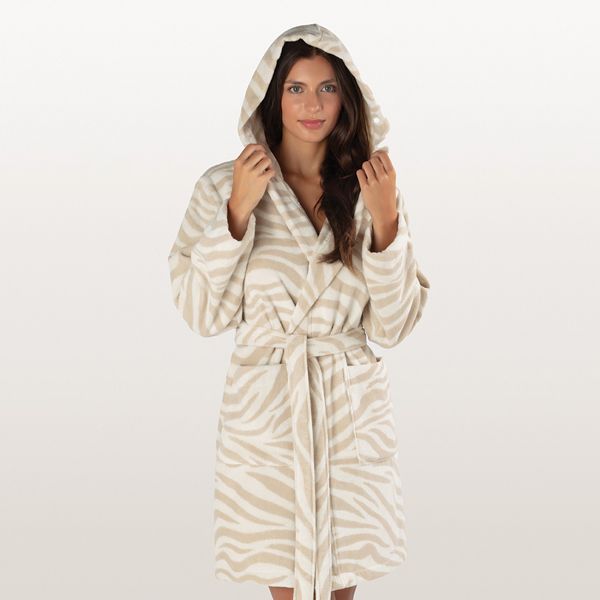 Albornoz de rizo 100% algodón Cebra Soft beige Lasa Home