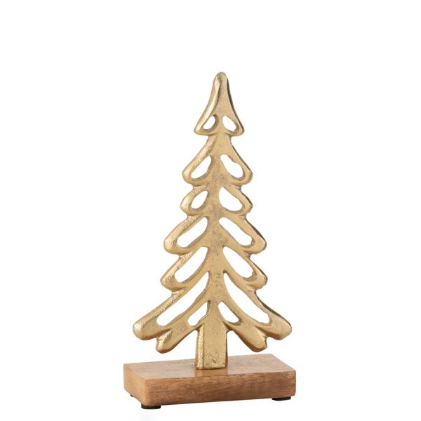 Decoración de pie árbol Navidad grande aluminio Dorado