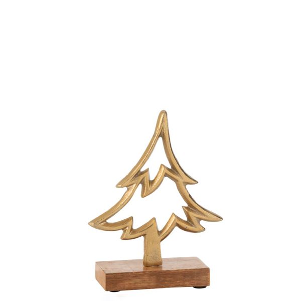 Decoración de pie árbol Navidad aluminio Dorado