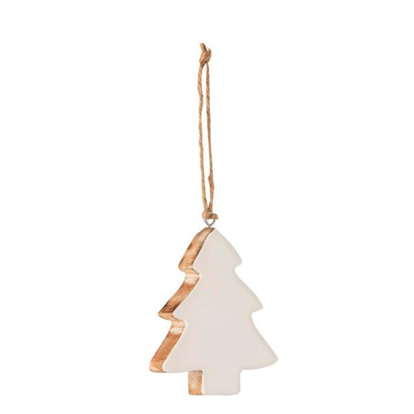 Decoración de madera árbol de Navidad pequeño Blanco