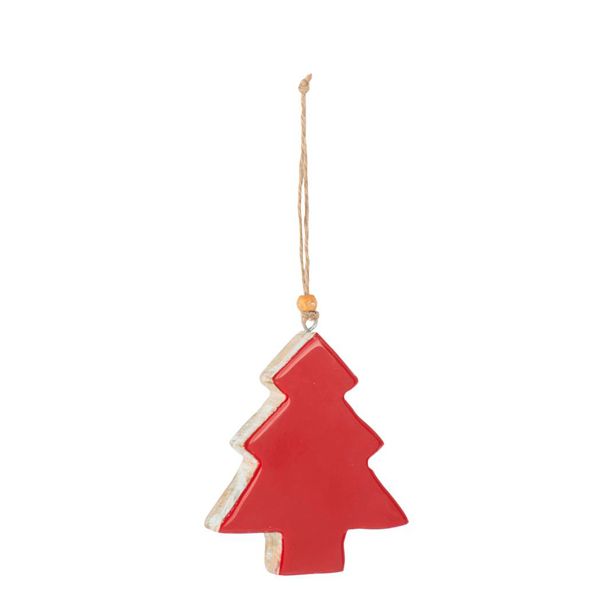 Decoración de madera árbol de Navidad pequeño Rojo