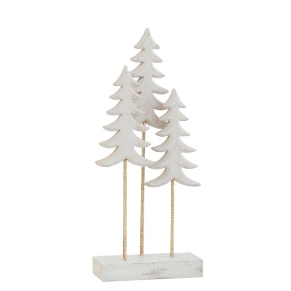 Decoración de pie 3 árboles de madera Blanco