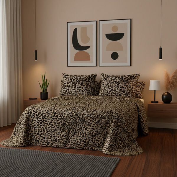 Edredón 100% algodón satén 300 hilos Leopardo | Cool Barcelona
