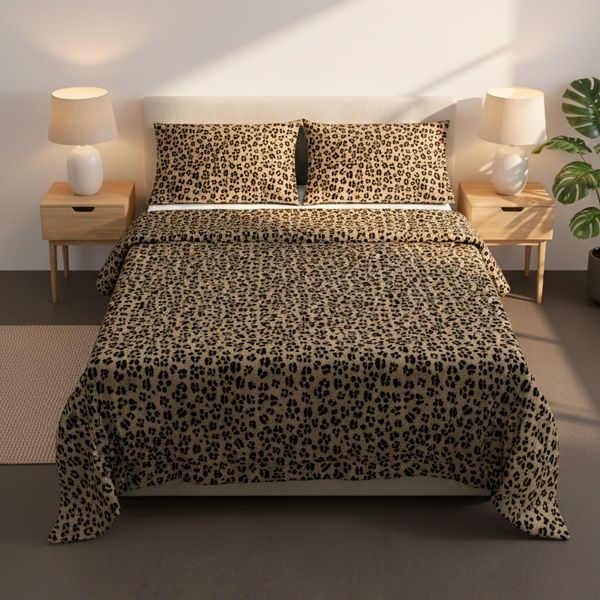 Juego de cama 100% algodón satinado 300 hilos Leopardo | Cool Barcelona
