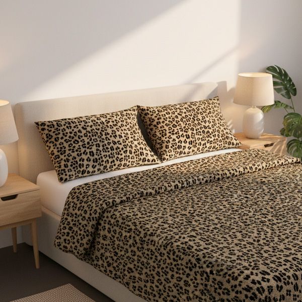 Juego de cama 100% algodón satinado 300 hilos Leopardo | Cool Barcelona