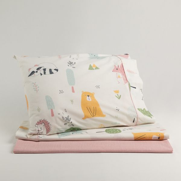 Juego de cama infantil 100% algodón Balu Rosa 