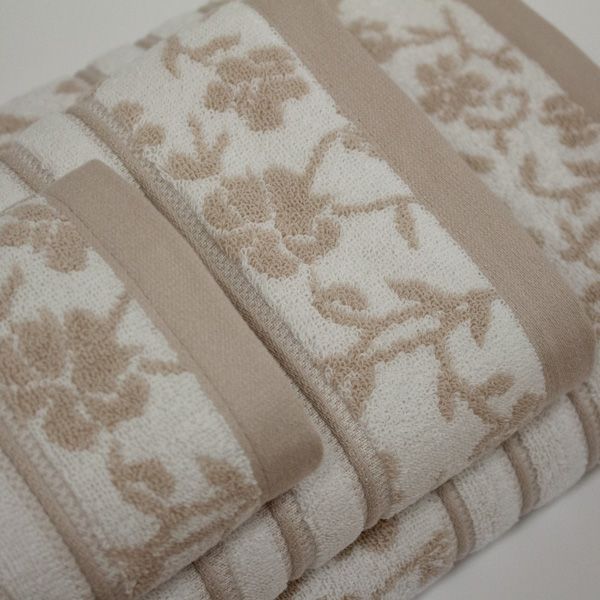 Juego toallas 2 piezas cenefa jacquard hojas algodón 100% 500gr