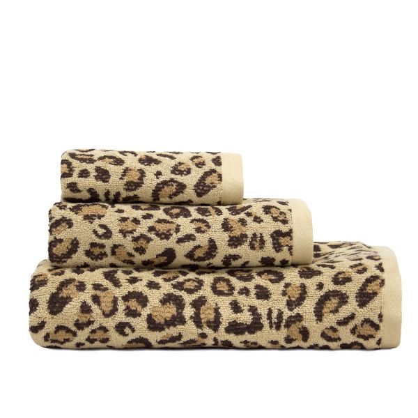 Juego de tres toallas 100% algodón Leopardo