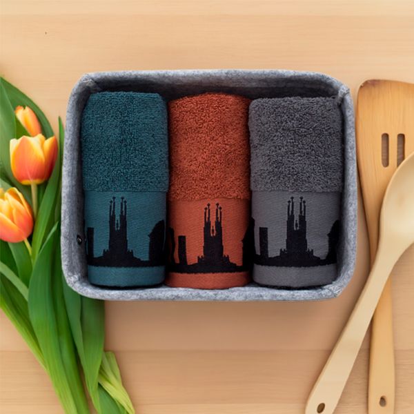 Set de 3 paños de cocina de rizo 100% algodón Skyline Barcelona