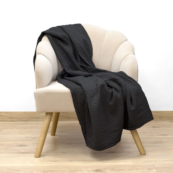 Plaid efecto nido de abeja 100% algodón Cork Negro