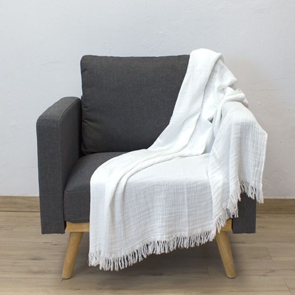Plaid lleuger 130 x 170 cm 100% cotó Eivissa Blanc