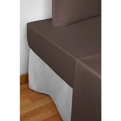 Sábana bajera ajustable 100% algodón satinado 300 hilos Chocolate