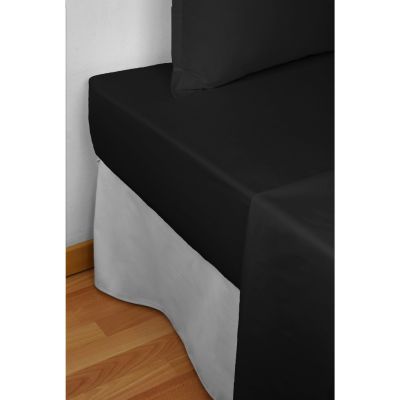 Sábana bajera ajustable 100% algodón satinado 300 hilos Negro