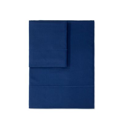Juego de cama 2 piezas 100% algodón satinado 300 hilos Azul Noche