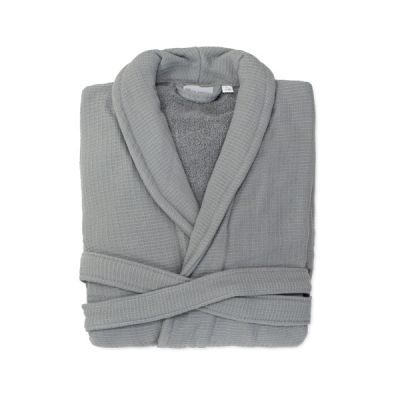 Albornoz 100% algodón doble cara Mod Face & Body Gris