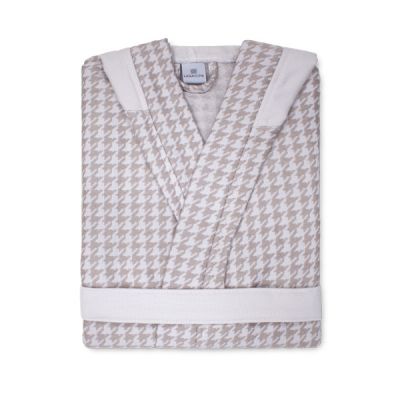 Albornoz de rizo 100% algodón Pata de gallo Beige