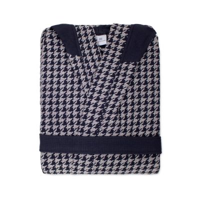 Albornoz de rizo 100% algodón Pata de gallo Gris