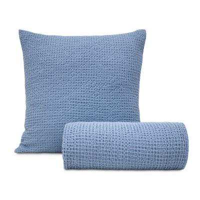 Colcha efecto nido de abeja 100% algodón Waffle Azul OFERTA