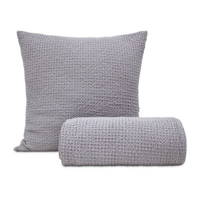 Colcha efecto nido de abeja 100% algodón Waffle Gris OFERTA