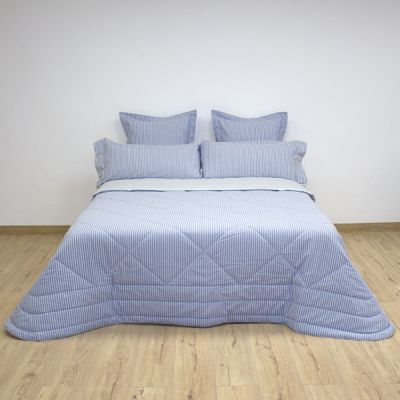 Coprileto acolchado 100% algodón Piubelle Crepón Azul