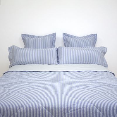 Coprileto acolchado 100% algodón Piubelle Crepón Azul