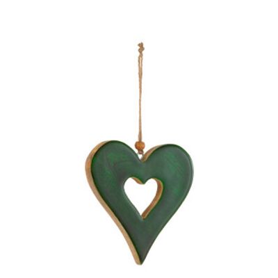Decoración de madera Corazón abierto pequeño Verde