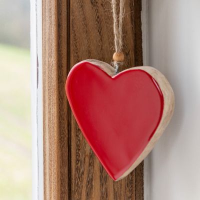 Decoración de madera Corazón pequeño Rojo