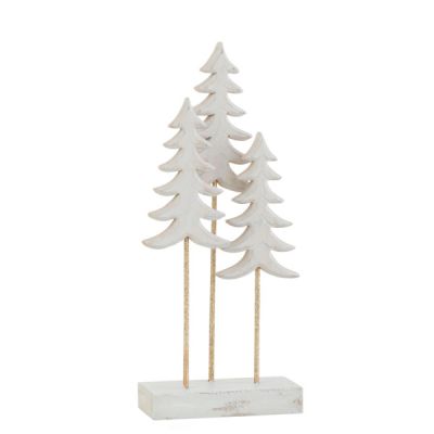 Decoración de pie 3 árboles de madera Blanco