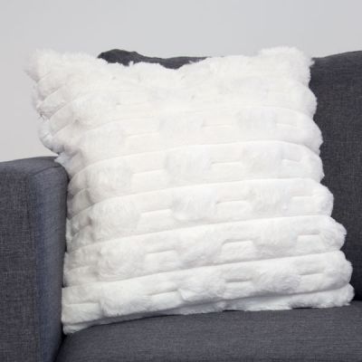 Funda de cojín 45 x 45 cm de pelo corto en relieve Asil Blanco