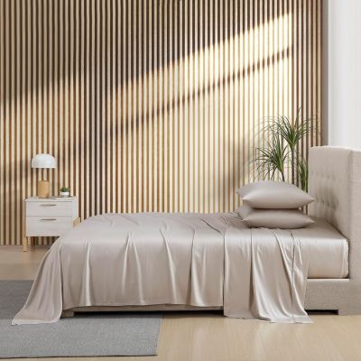 Juego de cama 3 piezas bambú satén 300 hilos Gris