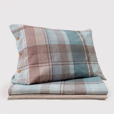 Juego de cama de franela 100% algodón modelo Gambito Azul