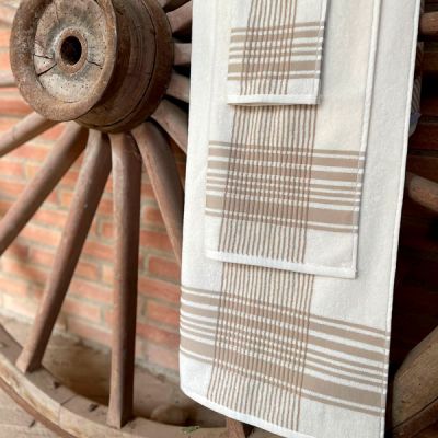 Juego de tres toallas 100% algodón Ribbon Cruz Beige