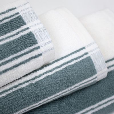 Juego de tres toallas 100% algodón Ribbon Raya Verde