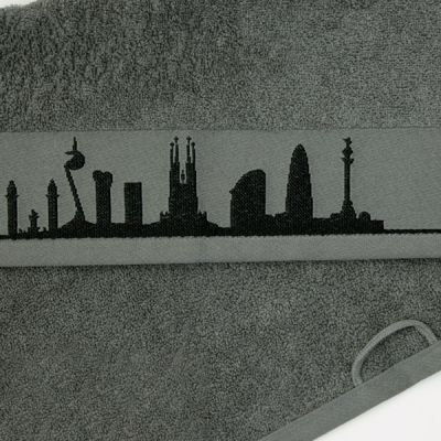 Paño de cocina 100% algodón Skyline Barcelona Gris