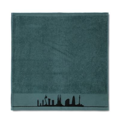 Paño de cocina 100% algodón Skyline Barcelona Verde