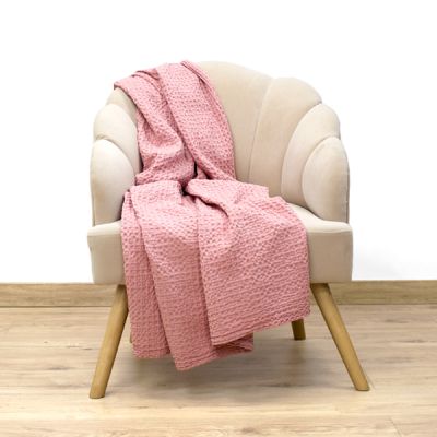 Plaid efecto nido de abeja 100% algodón Cork Rosa