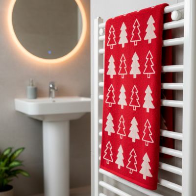 Toalla de lavabo Navidad Tree Rojo