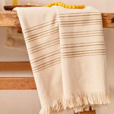 Toalla/pareo de playa 100% algodón 90 x 180 cm Cancún Lin Beige